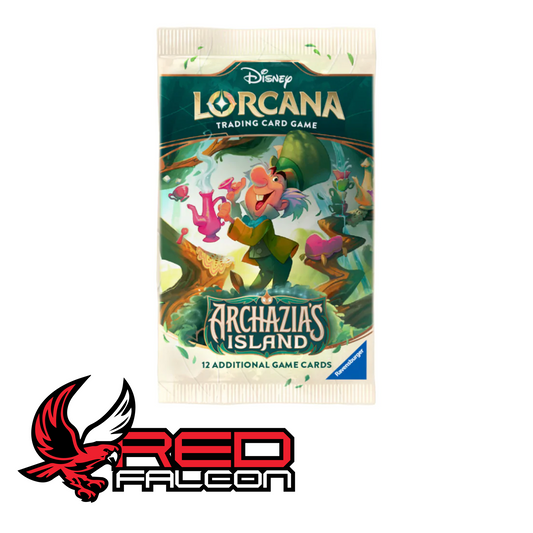 The Mad Hatter character artwork on a Disney Lorcana Archazia's Island Set 7 booster pack.