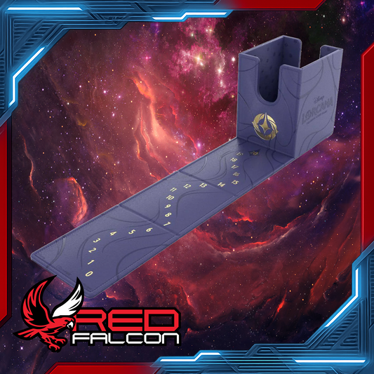 Interior of Disney Lorcana deluxe deck box – open view showing box compartments and detailed artwork