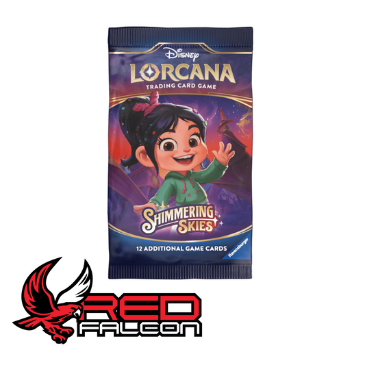 Vanellope von Schweetz character artwork on a Disney Lorcana Shimmering Skies Set 5 booster pack.