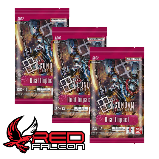 Three Gundam Dual Impact GD02 booster packs