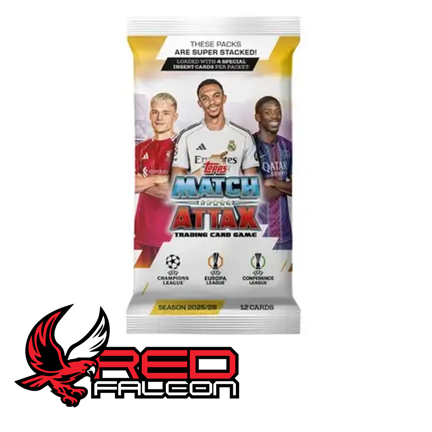 A single booster pack of Match Attax 2025/26 featuring elite star players in a unique set-themed design.
