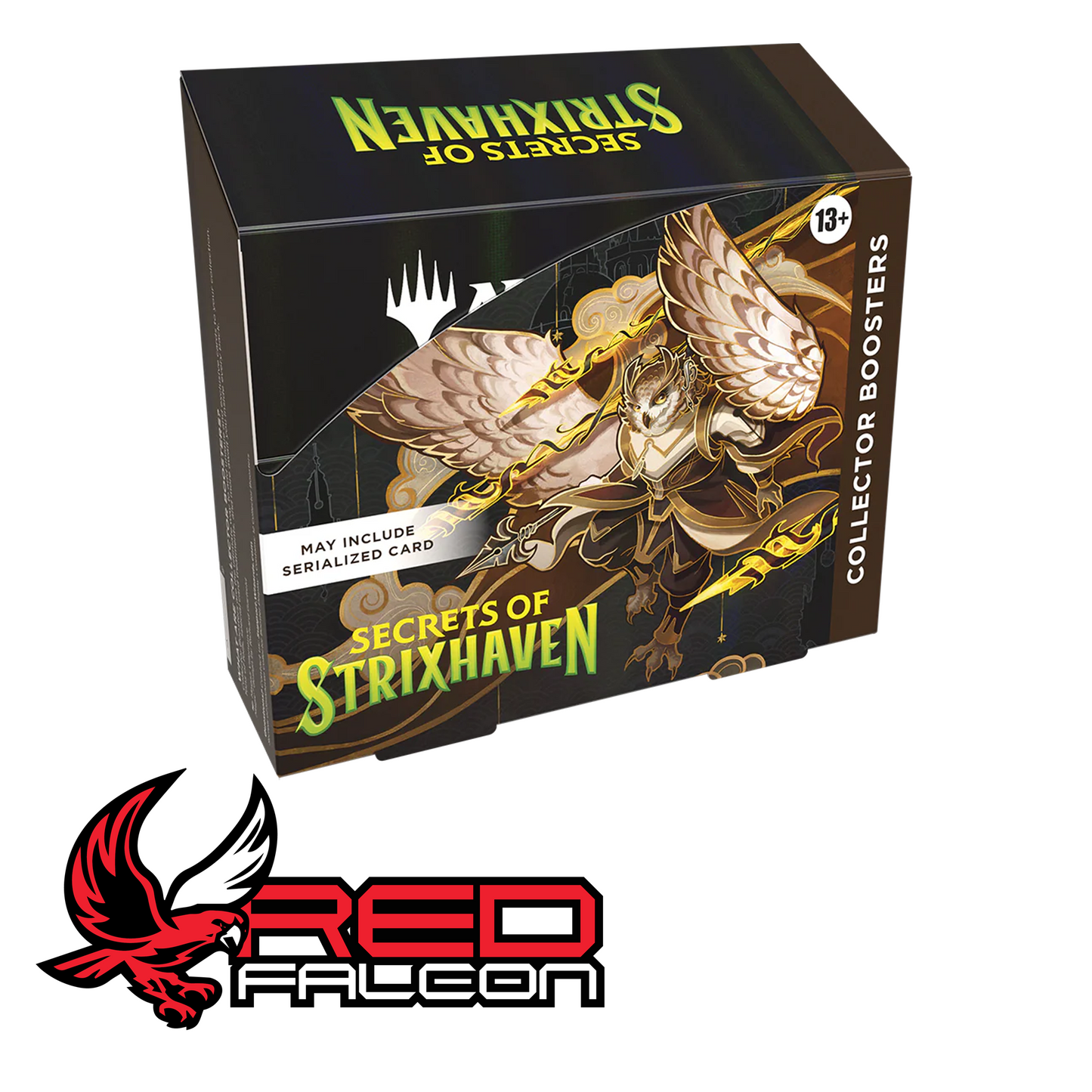 A factory-sealed Secrets of Strixhaven Collector Booster box with original Wizards of the Coast plastic wrap.