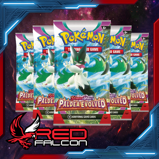 Bundle of 10 Pokémon TCG Paldea Evolved booster packs arranged in fan layout