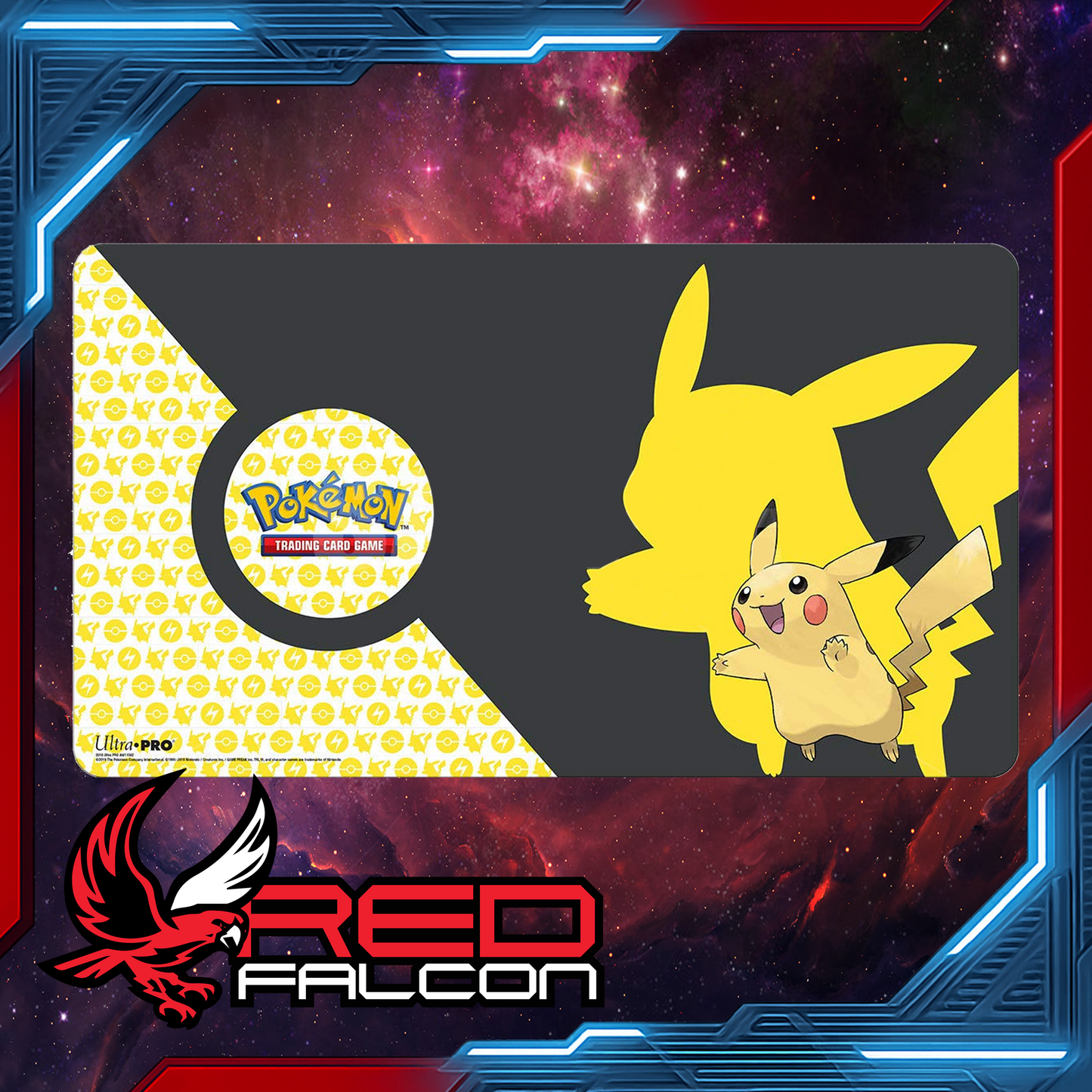 Ultra Pro Pokémon Pikachu 2019 Playmat showing Pikachu artwork on yellow background