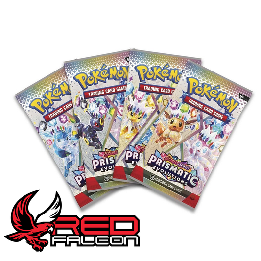Pokémon TCG Prismatic Evolutions booster pack artwork collection featuring Eevee and Eeveelutions designs