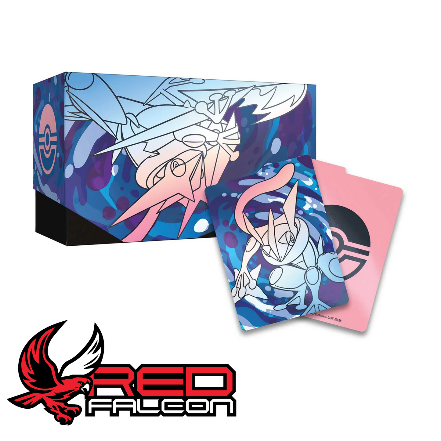 The core Elite Trainer Box container shown empty alongside its four illustrated cardboard card dividers used for collection organization.