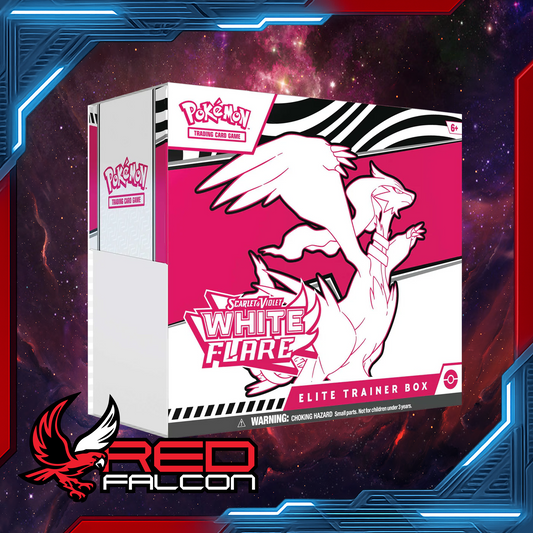 Pokémon TCG Scarlet & Violet 10.5 White Flare Elite Trainer Box featuring Reshiram artwork.