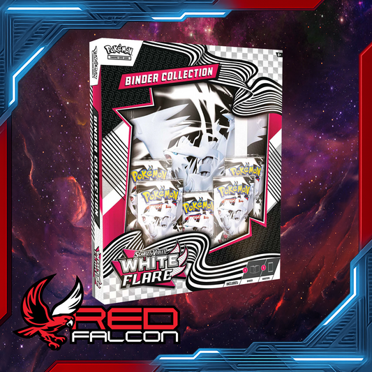 Pokémon TCG Scarlet & Violet White Flare binder collection box featuring Reshiram artwork.