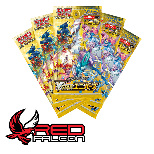 A spread of Japanese VSTAR Universe booster packs showcasing the gold and white High-Class pack artwork.