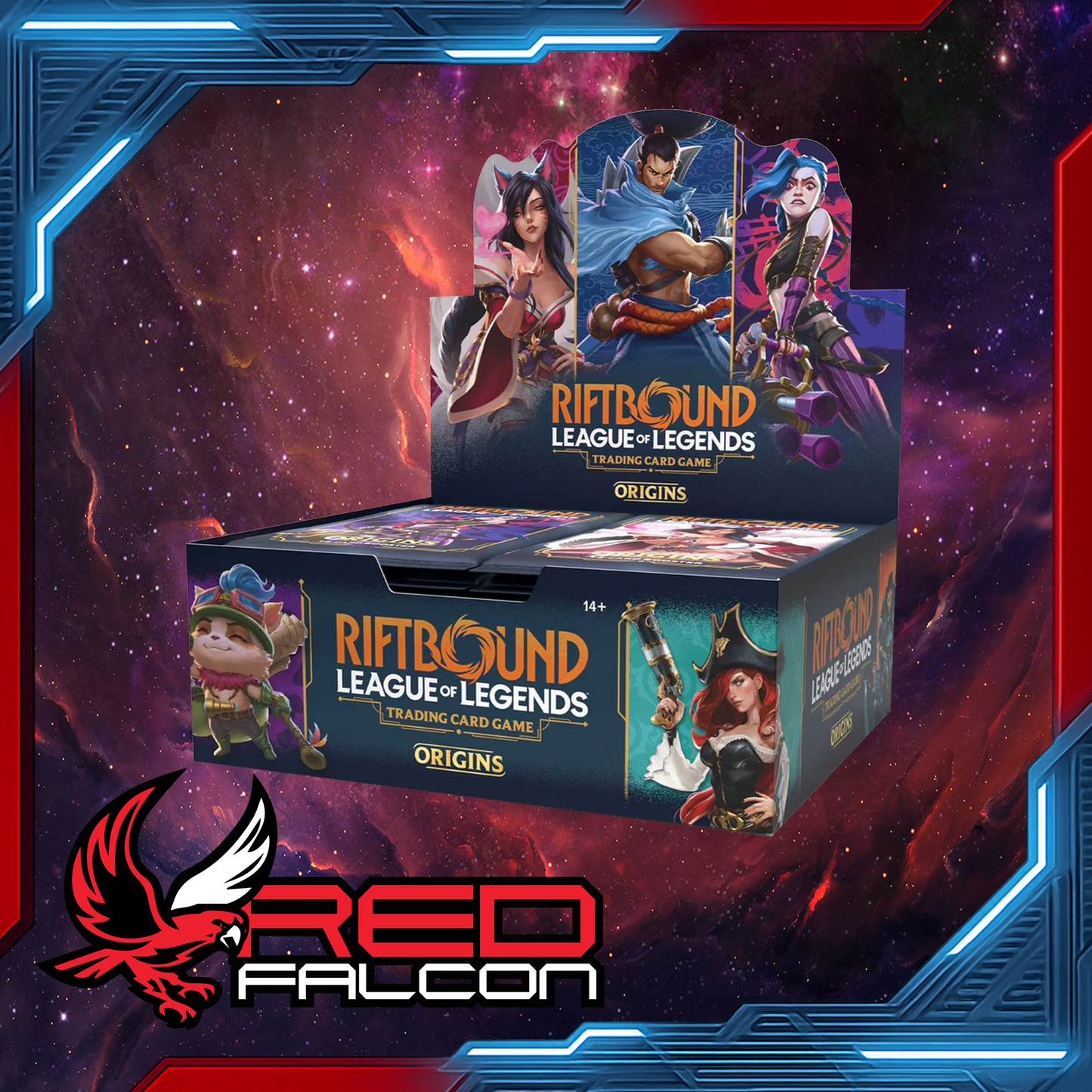 Riftbound League of Legends TCG Set 1 Origins Booster Display box containing 24 sealed booster packs