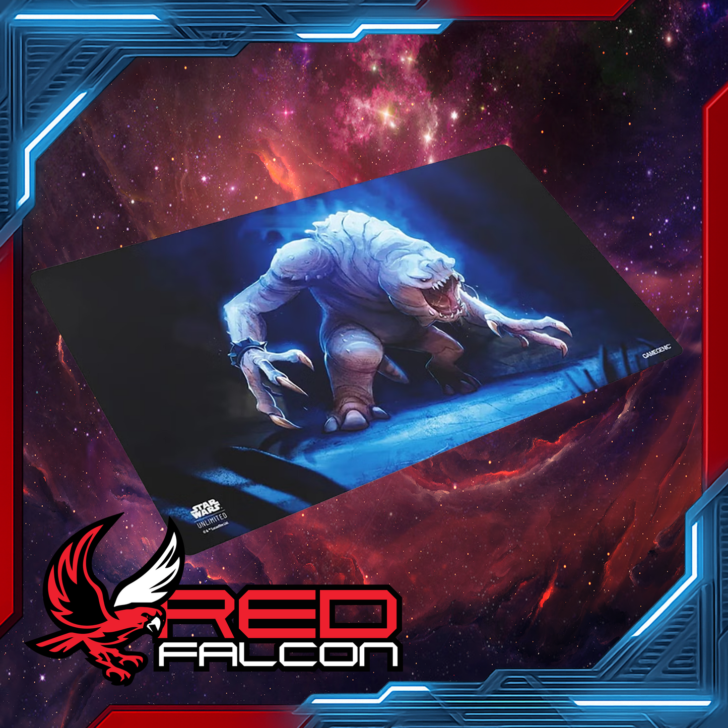 Star Wars: Unlimited Game Mat featuring Rancor artwork laid flat with smooth gaming surface