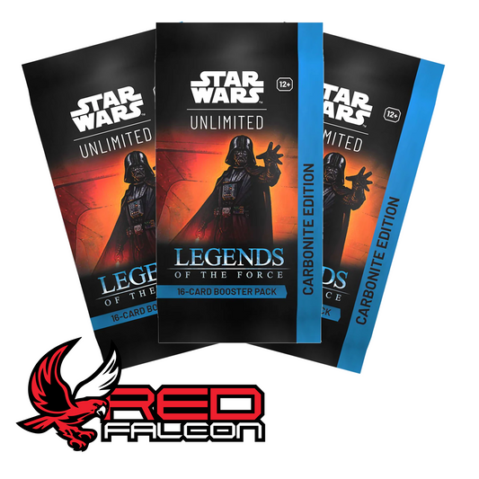 A collection of multiple Star Wars: Unlimited Carbonite Edition booster packs showcasing the premium packaging.