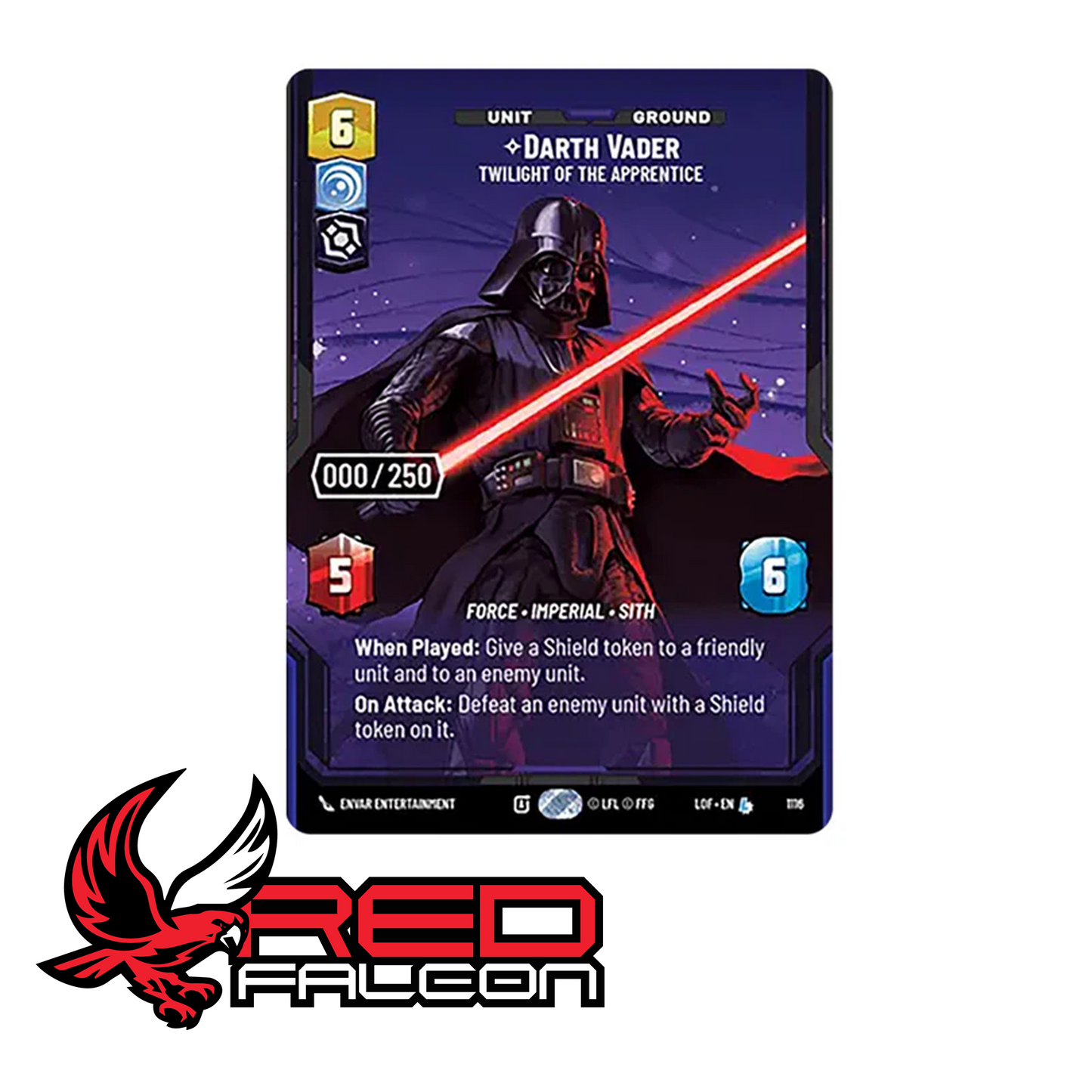 The ultra-rare Darth Vader Prestige variant card with exclusive borderless artwork found in Carbonite booster packs.