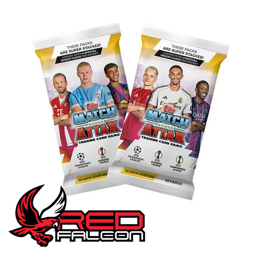 A collection of all official booster pack artwork variants for the Match Attax 2025/26 season.