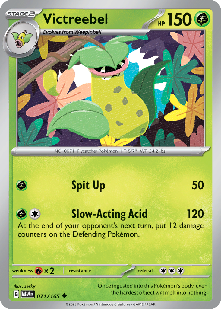 Victreebel Stage 2 card #071 from Pokemon 151, a large carnivorous plant Pokemon.
