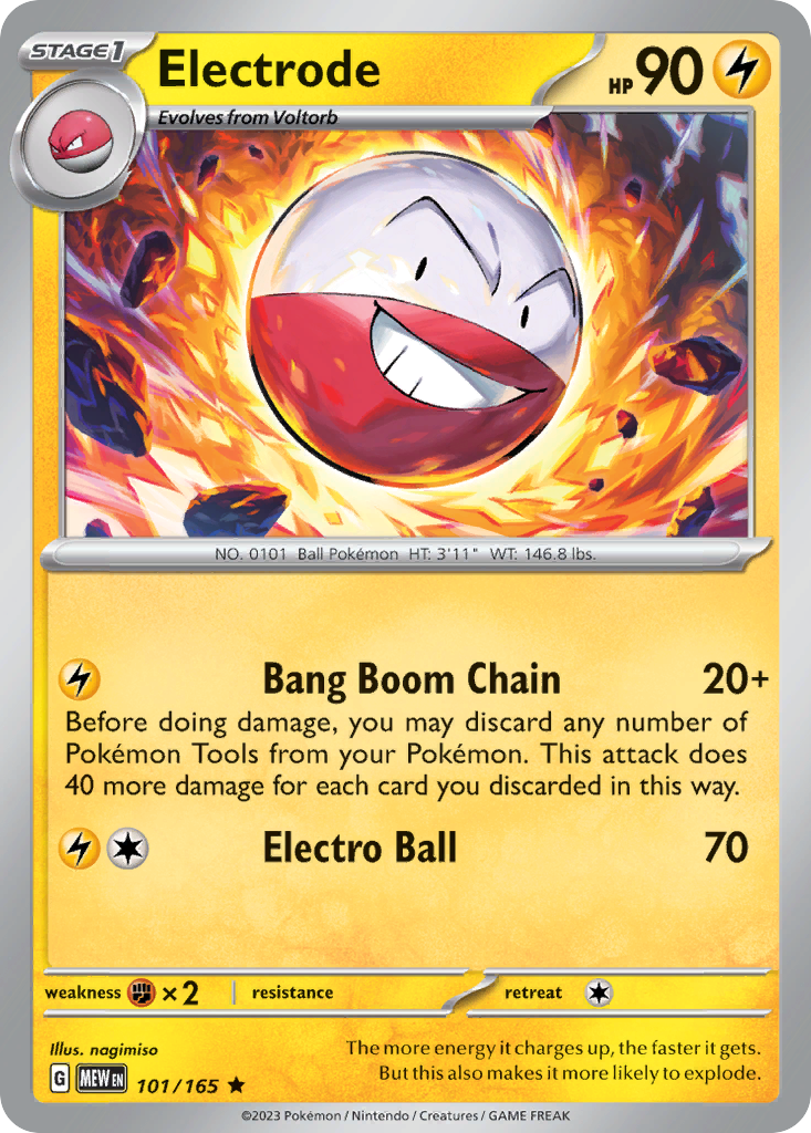 Electrode Stage 1 card #101 from Pokemon 151, a spherical Electric-type Pokemon.