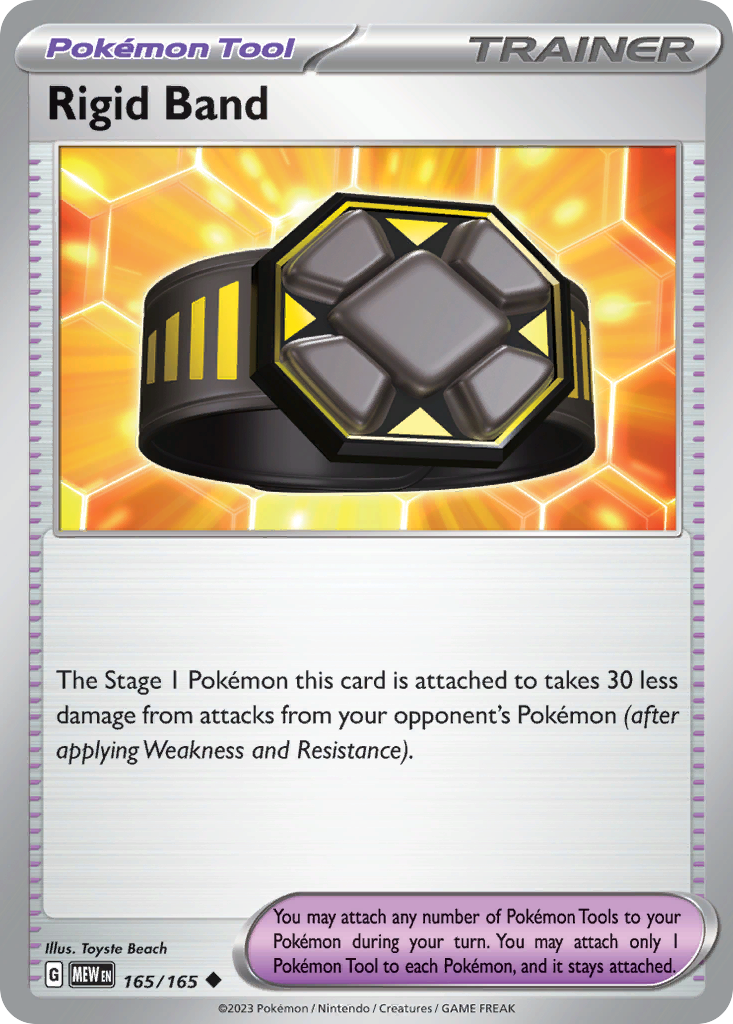 Rigid Band Tool card #165 from Pokemon 151, sturdy protective armband.