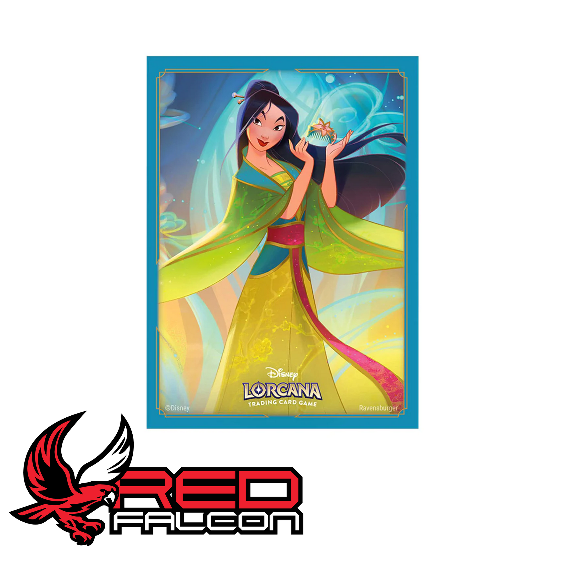 A detailed close-up shot of a single Mulan matte card sleeve showing the vibrant character illustration and crisp borders.