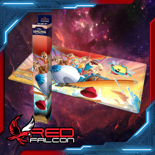 Disney Lorcana Rescue Rangers Playmat from Set 8, shown boxed and fully rolled out for play