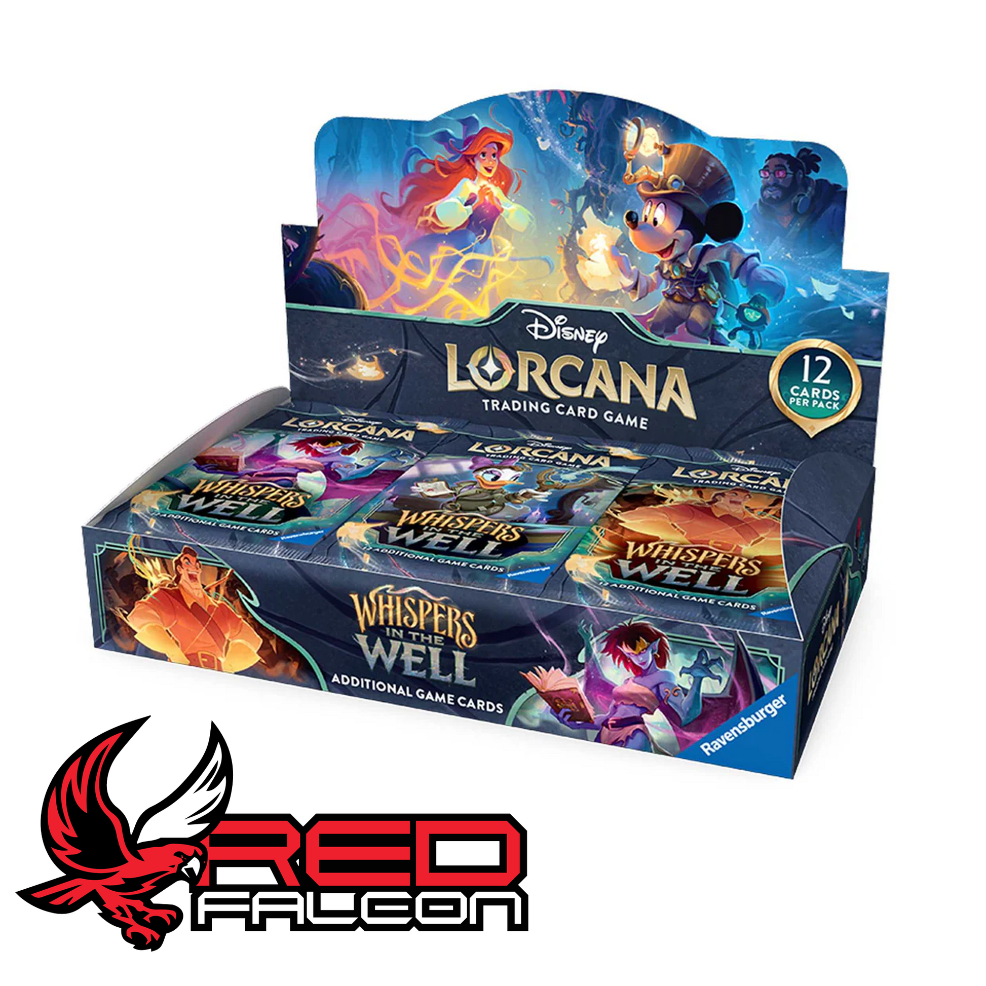 A factory-sealed 24-pack counter display box of Disney Lorcana: Whispers in the Well (Set 10).