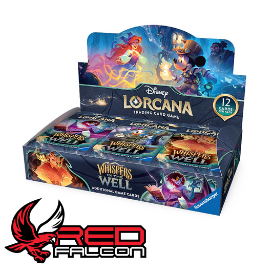 A factory-sealed 24-pack counter display box of Disney Lorcana: Whispers in the Well (Set 10).