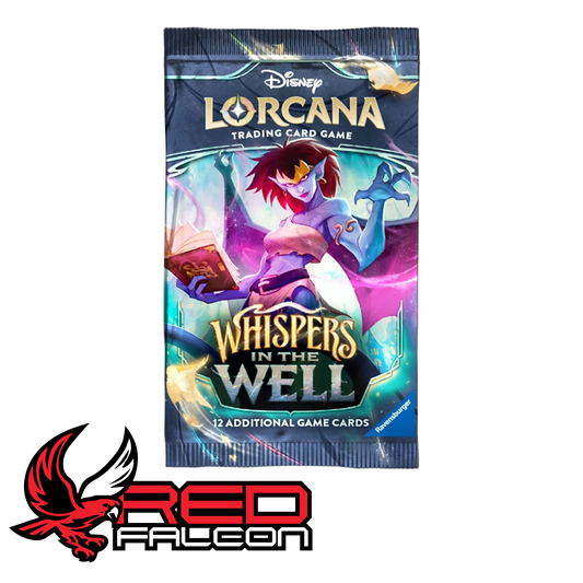 A single Disney Lorcana Whispers in the Well booster pack featuring Demona from Gargoyles.