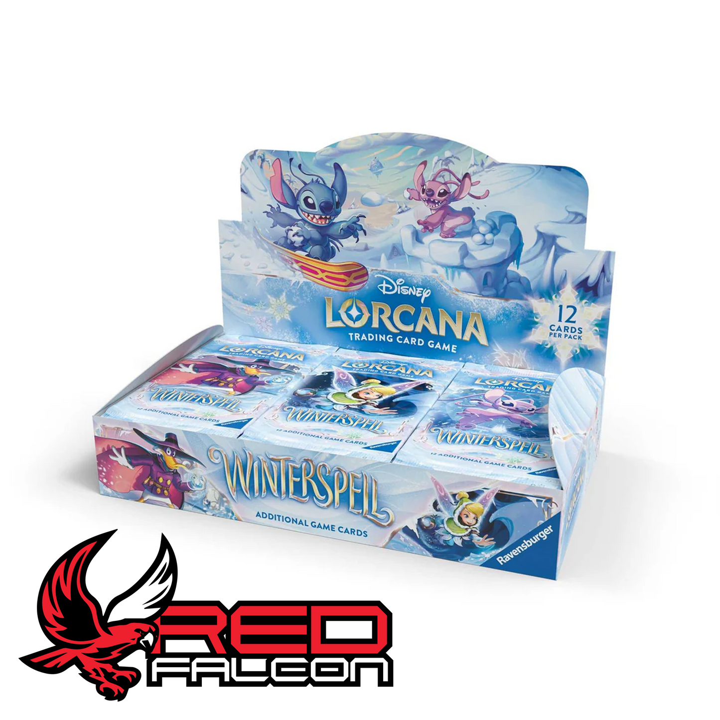 Disney Lorcana Winterspell Booster Box display showing all 24 packs