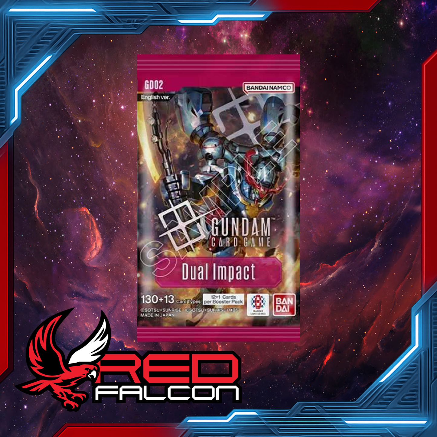 Gundam Card Game GD02 single booster pack featuring collectible cards and game artwork
