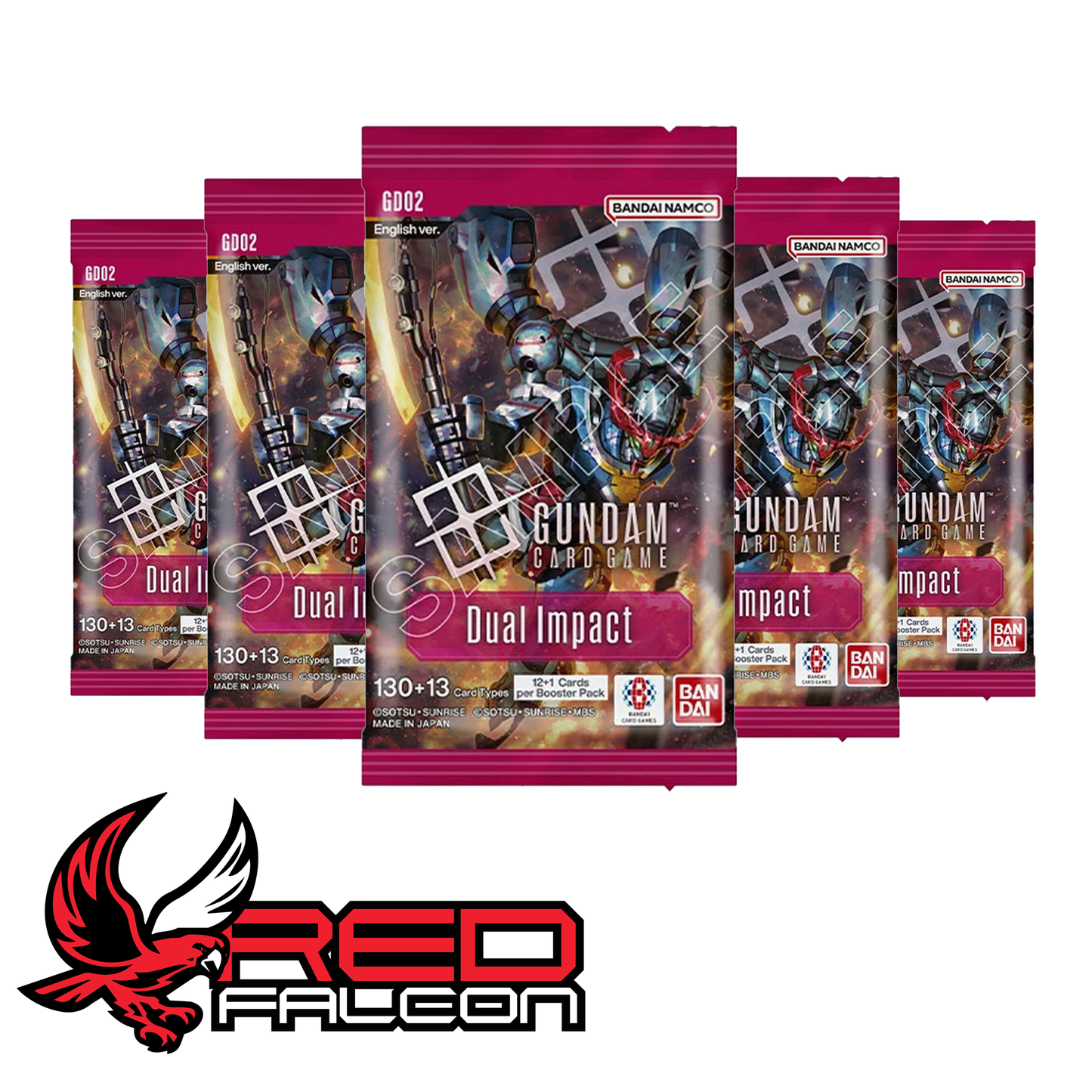 Five Gundam Card Game Dual Impact booster packs