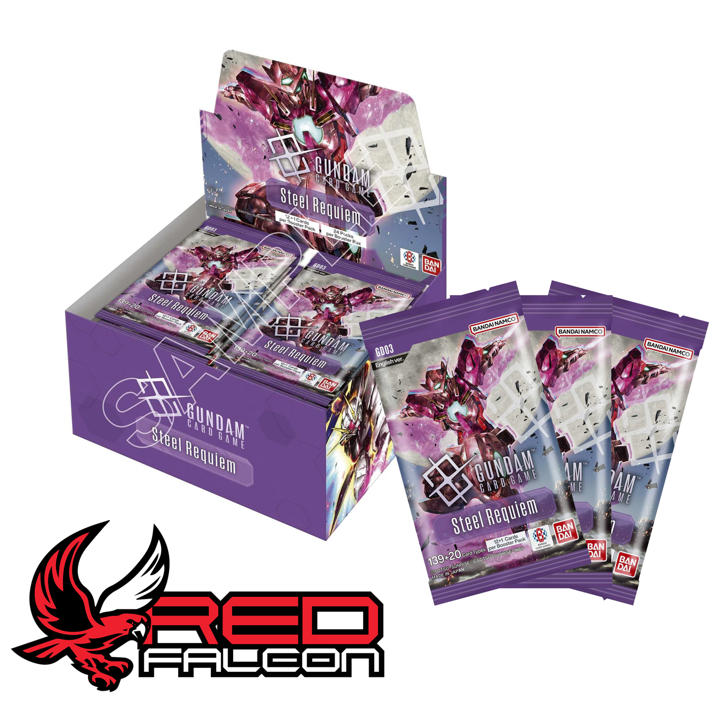 Gundam Steel Requiem booster box with booster packs
