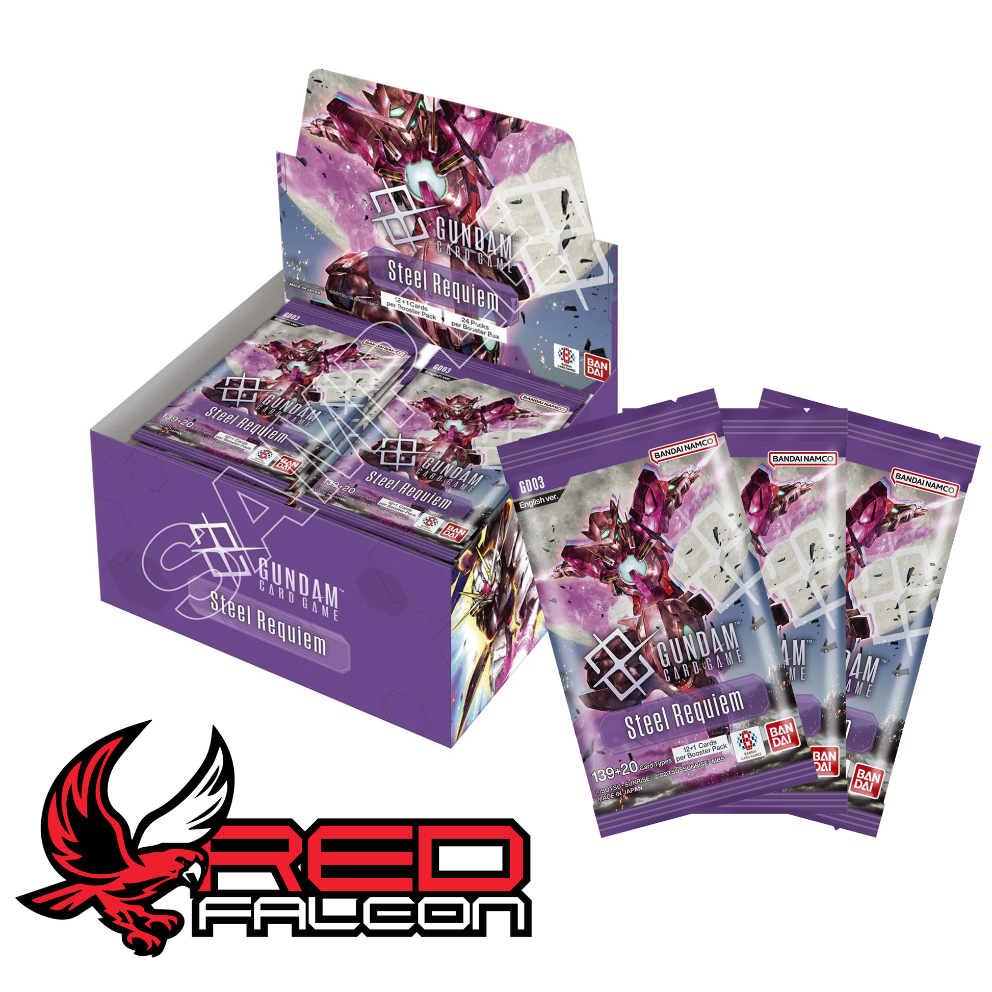 Gundam Steel Requiem booster box with booster packs