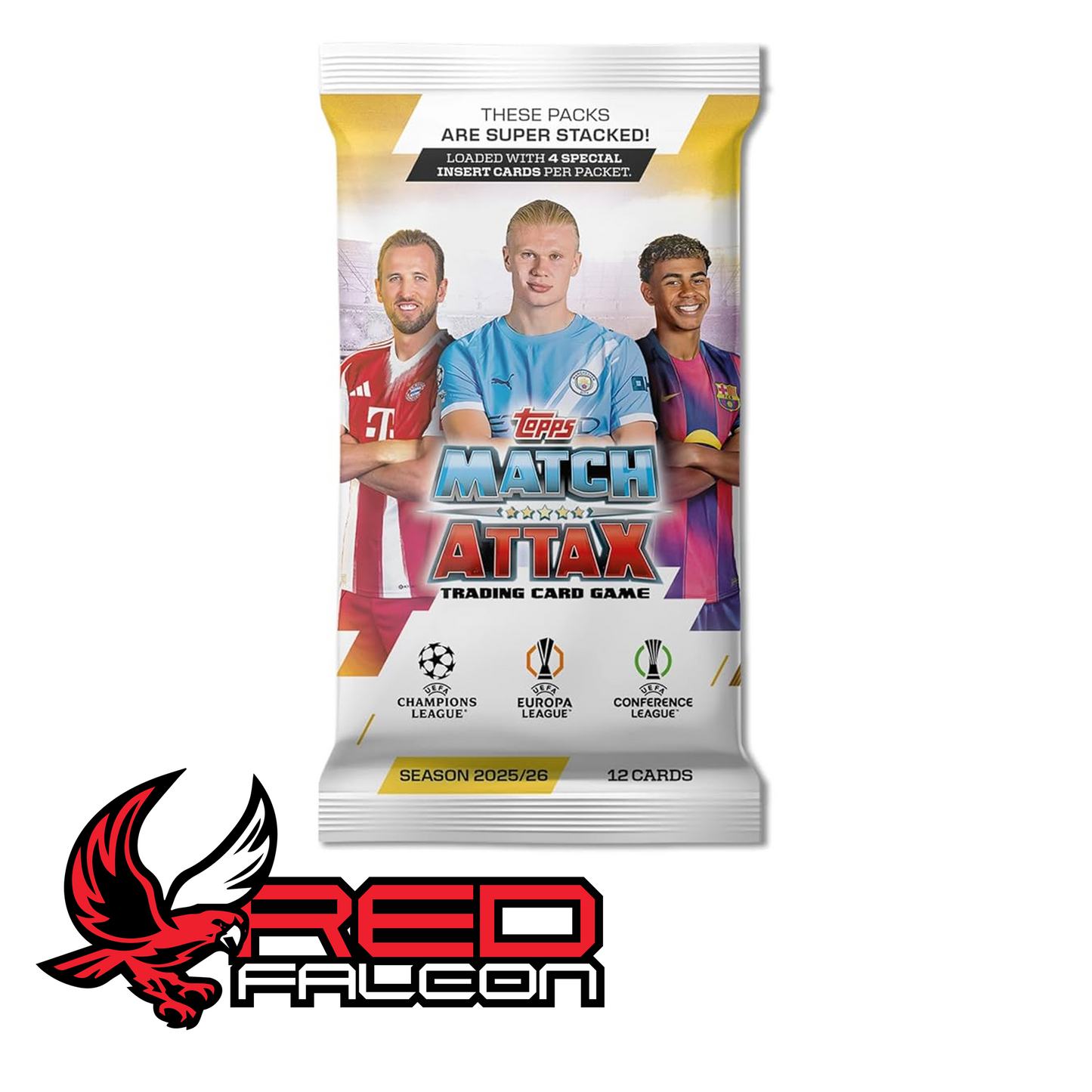 A single booster pack of Match Attax 2025/26 featuring a world-class player from the UEFA Champions League.