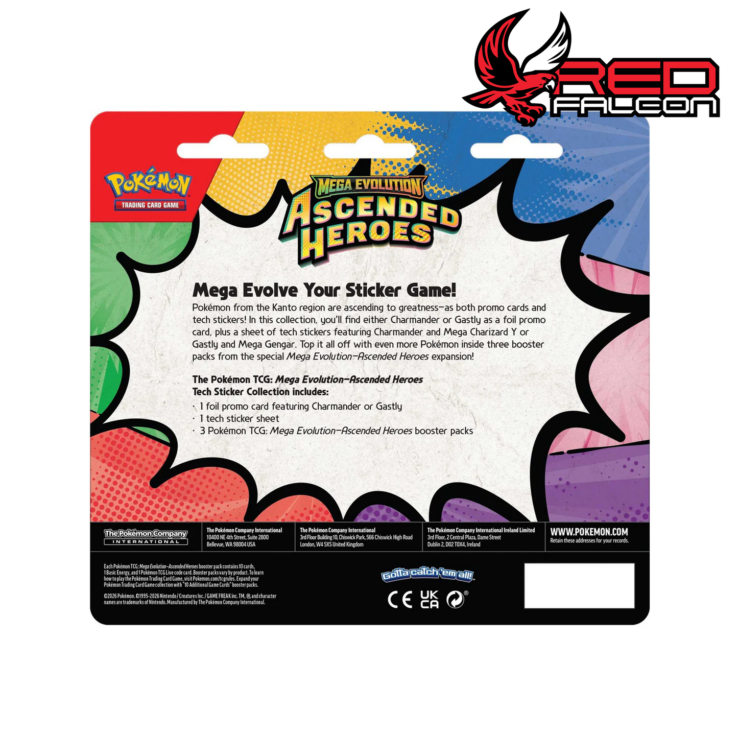 Back of Pokémon Mega Evolution Ascended Heroes Tech Sticker Collection packaging with product details
