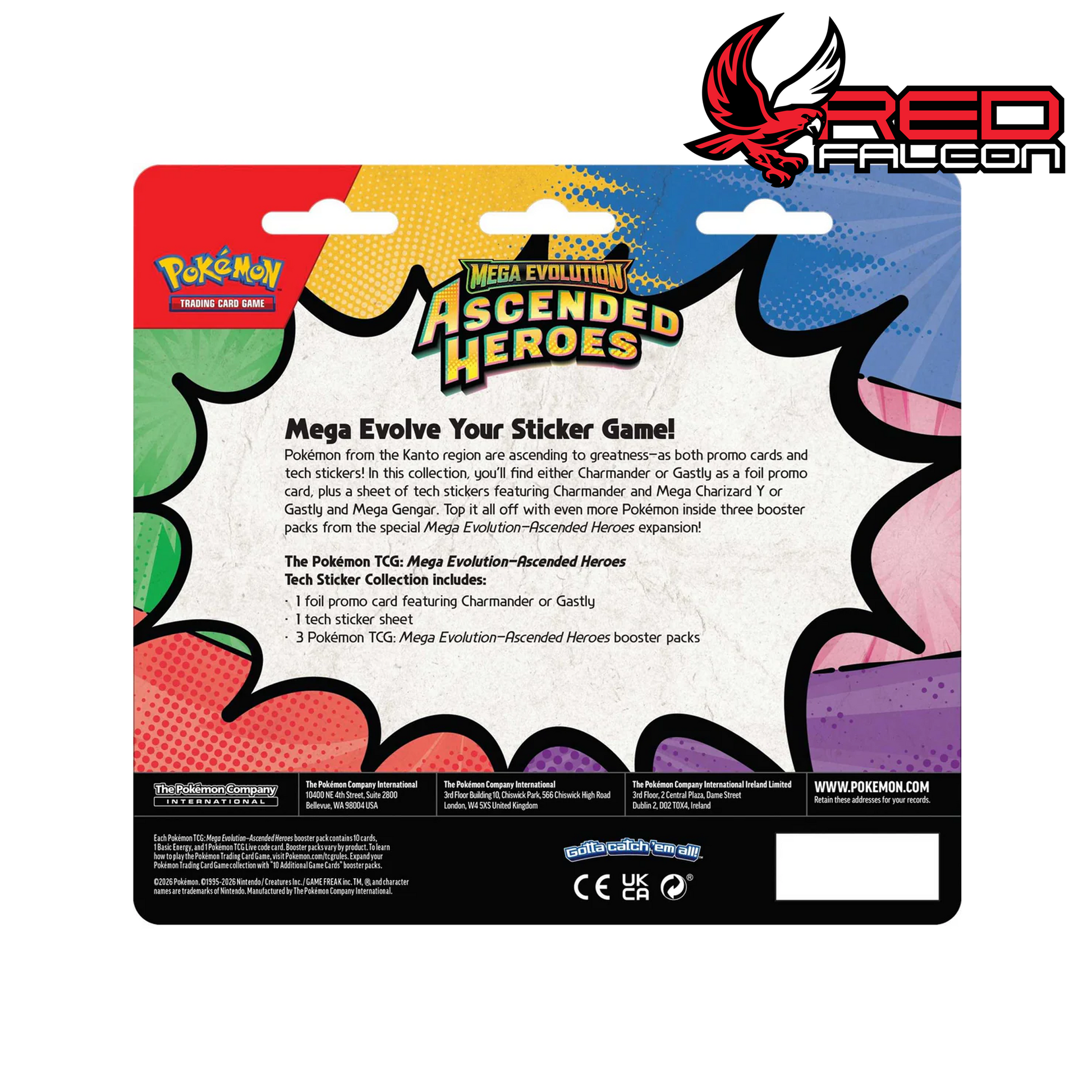 Back of Pokémon Mega Evolution Ascended Heroes Tech Sticker Collection packaging with product details
