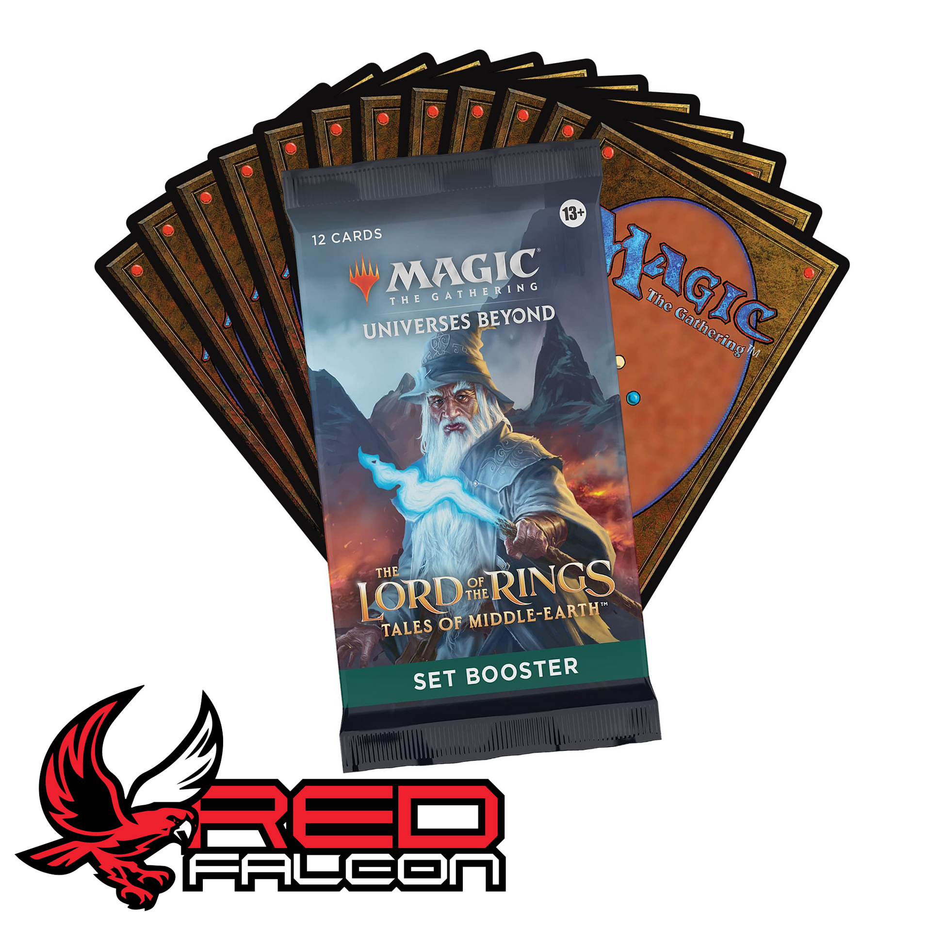 Magic The Gathering Tales of Middle-earth booster pack with back of MTG cards displayed