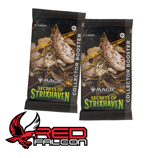 Two Secrets of Strixhaven Collector Booster packs displayed side-by-side.