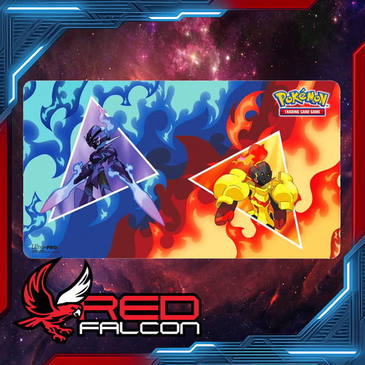 Pokémon Armarouge and Ceruledge Gallery Series playmat laid flat showcasing full artwork of both Pokémon in vivid colours