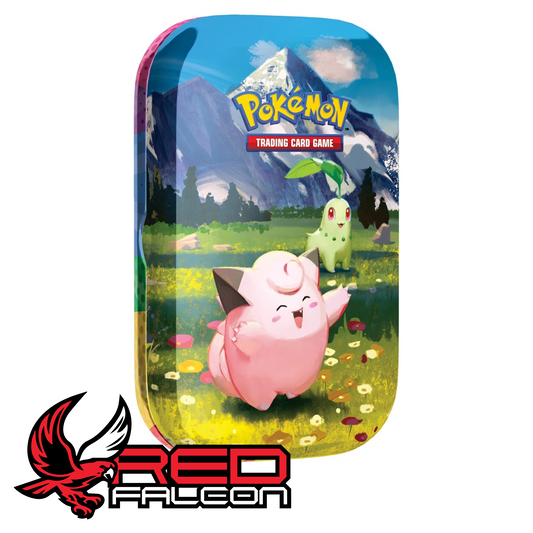 Clefairy and Chikorita Mega Evolution Ascended Heroes Mini Tin artwork