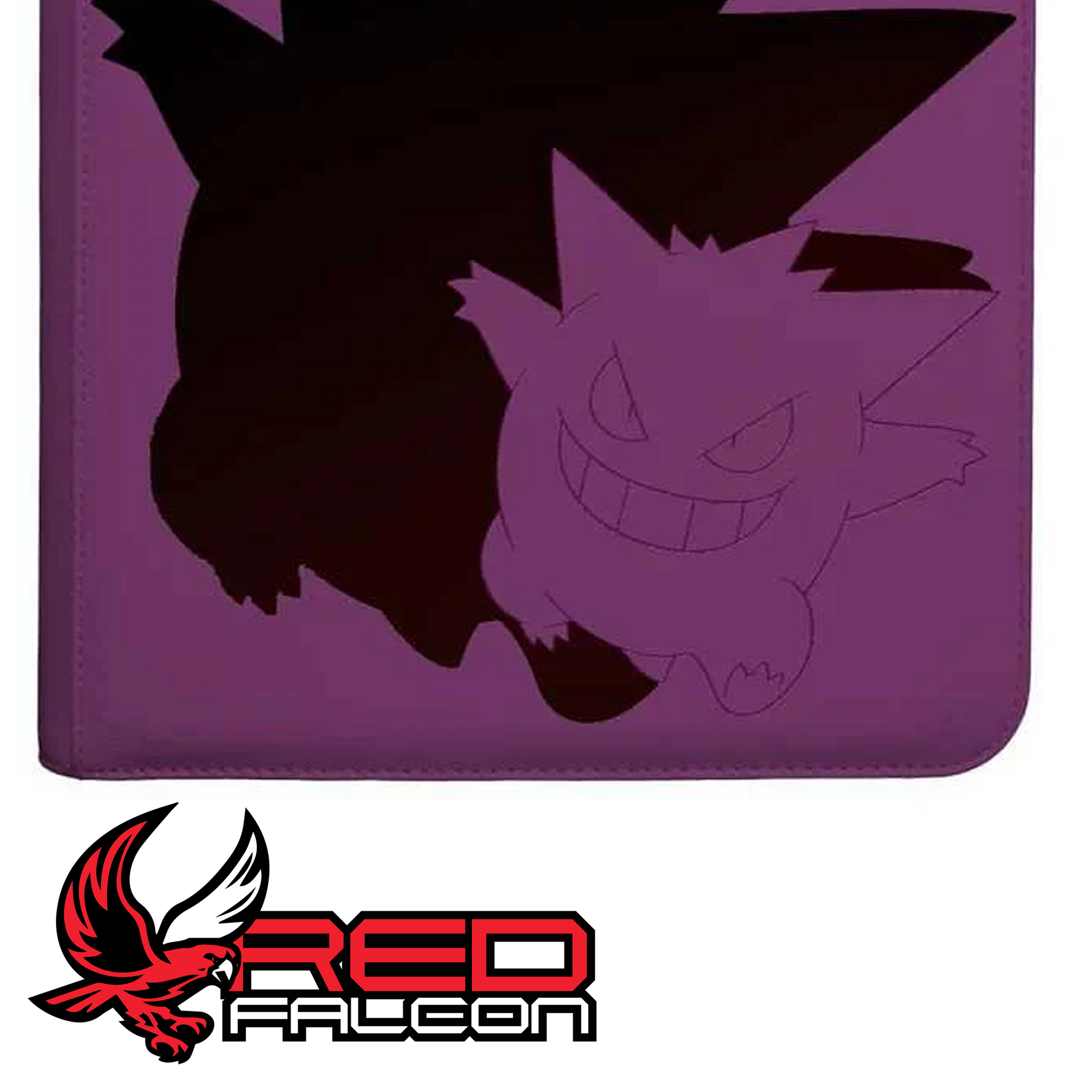 Close up of front design on Pokémon Elite Series Gengar 9-pocket zippered pro binder
