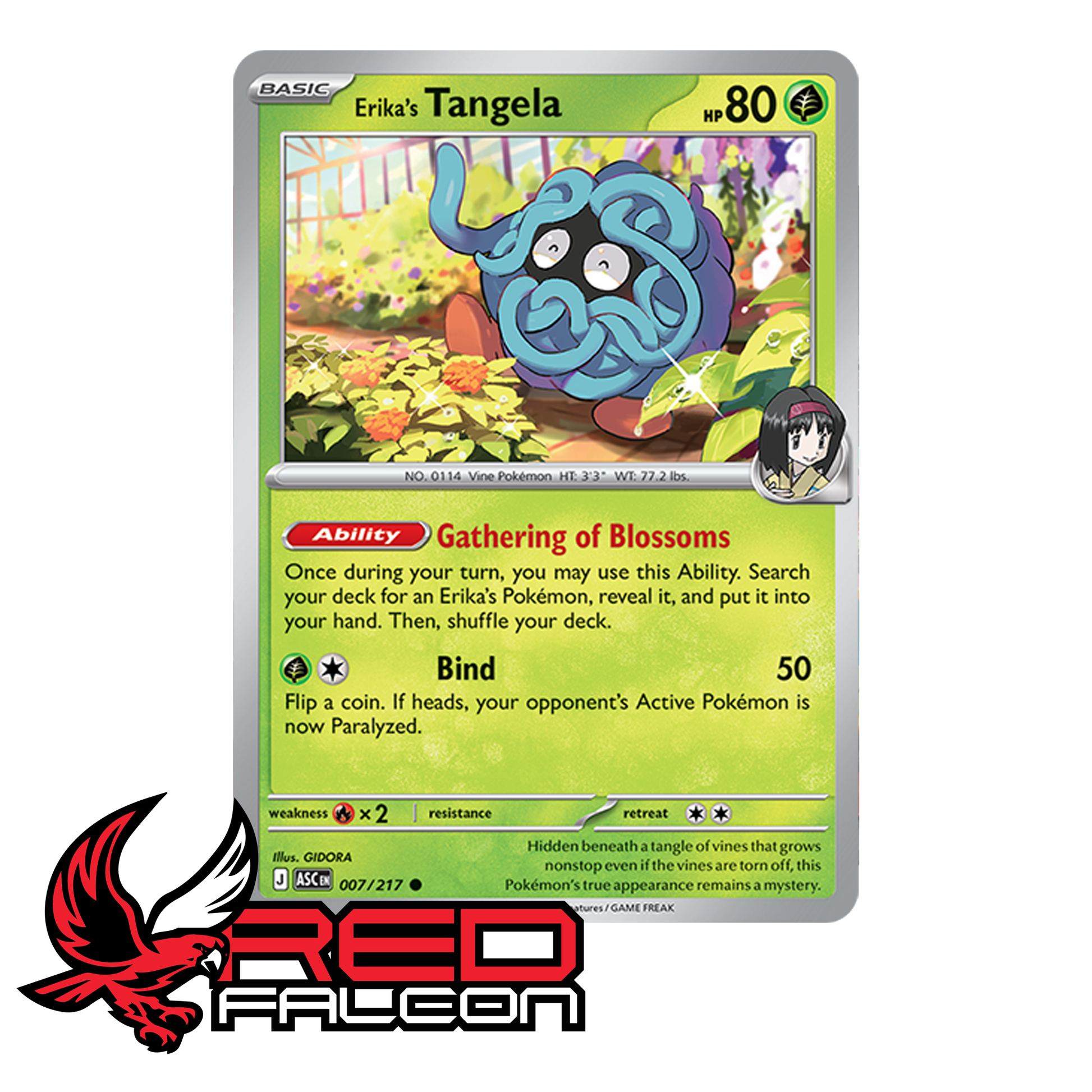 Pokémon TCG Erika's Tangela foil promo card from Ascended Heroes collection