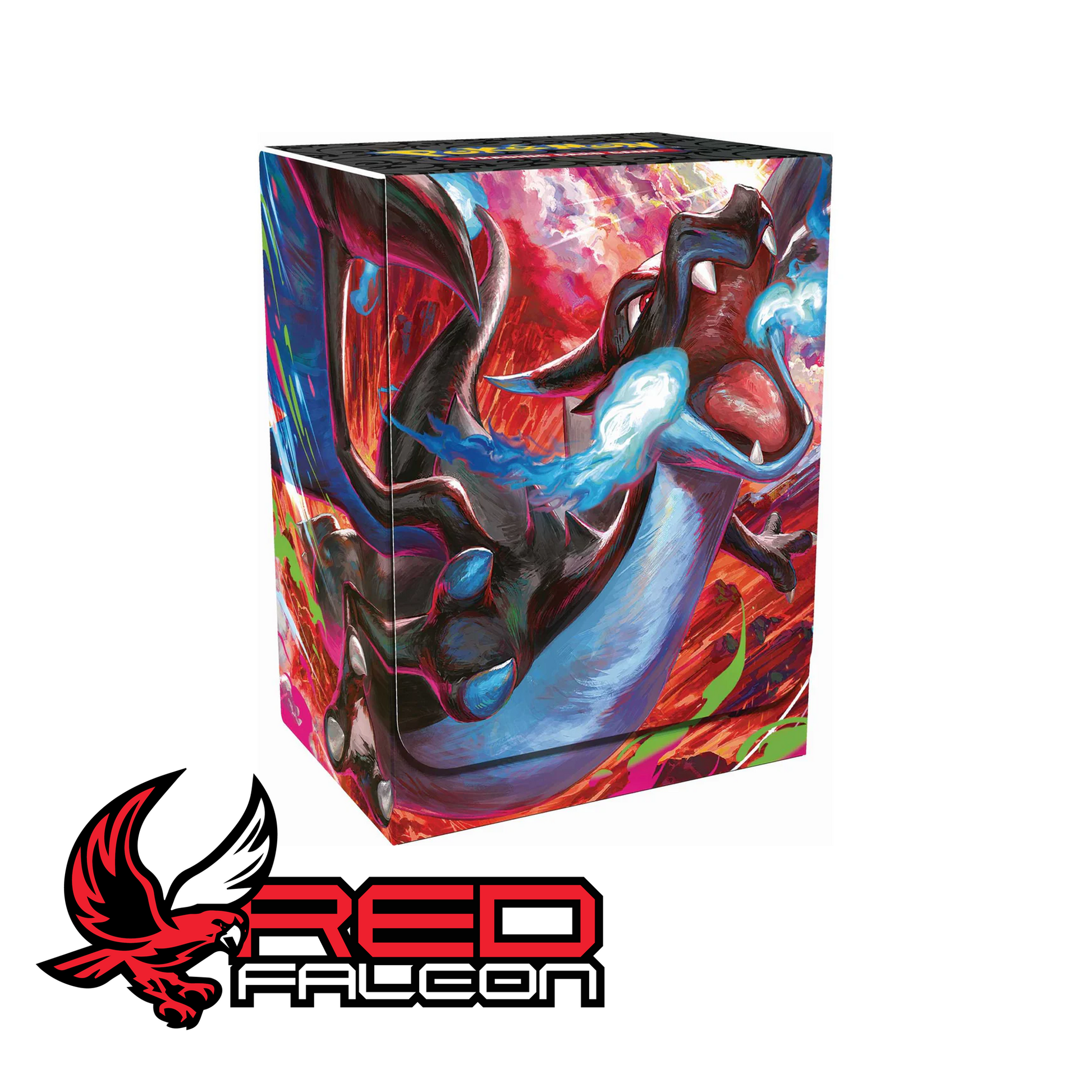The premium themed deck box featuring Mega Charizard X artwork from the Ultra-Premium Collection.