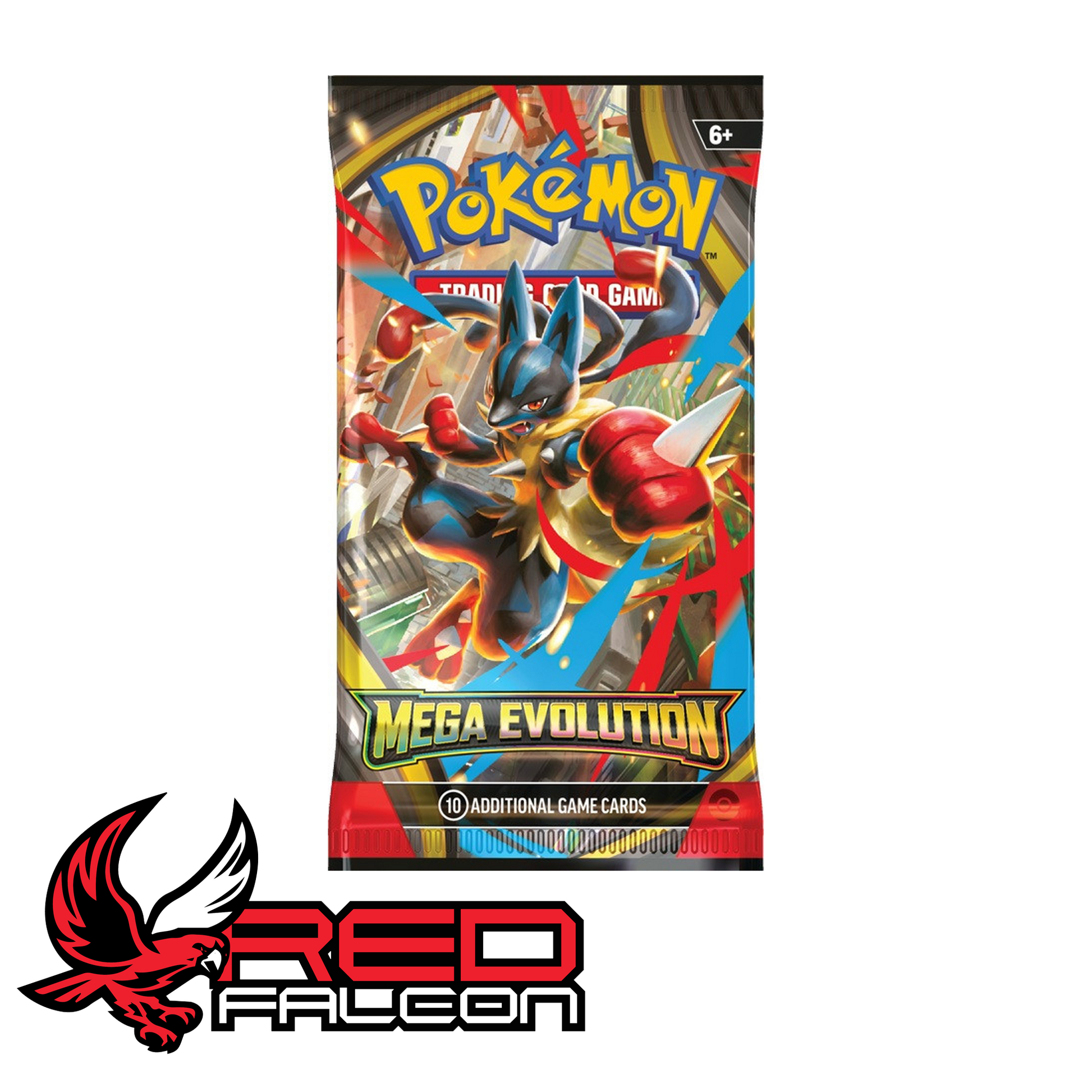 Pokémon TCG Mega Evolutions booster pack featuring Mega Lucario artwork