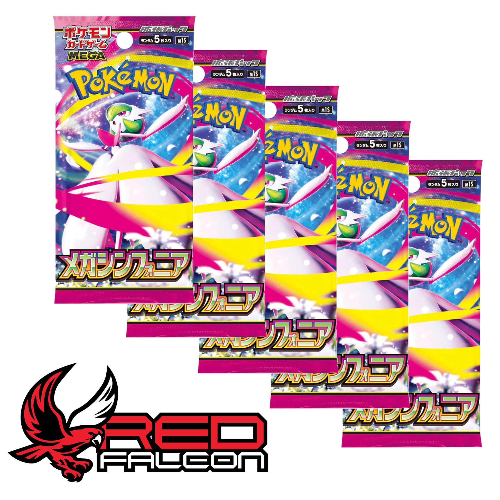 Five Pokémon Mega Symphonia M1S Japanese booster packs display