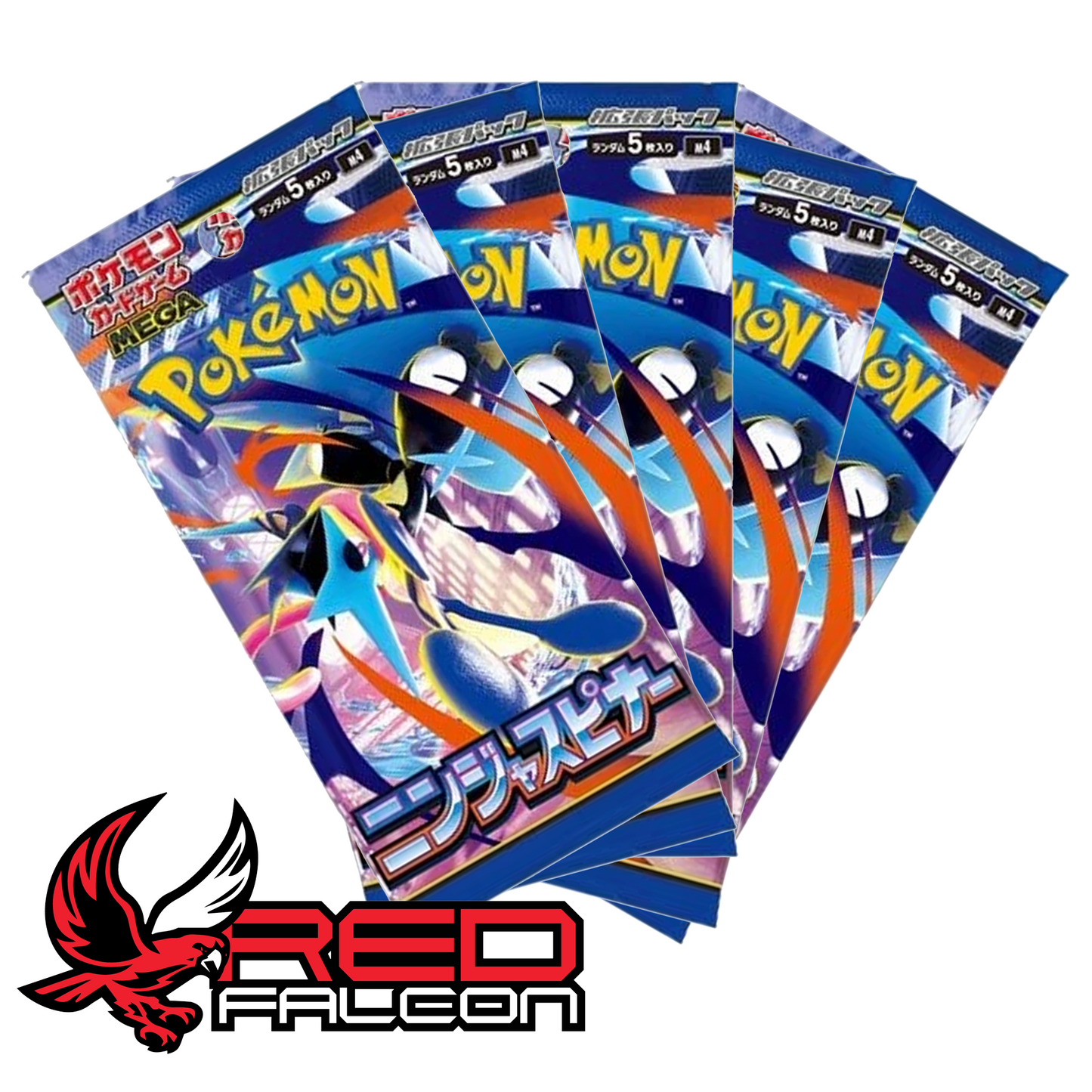 Five Pokémon Ninja Spinner Japanese booster packs spread out