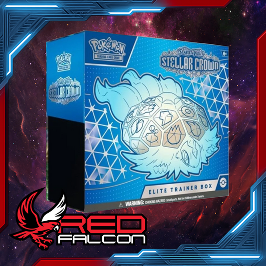 Pokémon TCG Scarlet & Violet Stellar Crown Elite Trainer Box – front of the sealed box