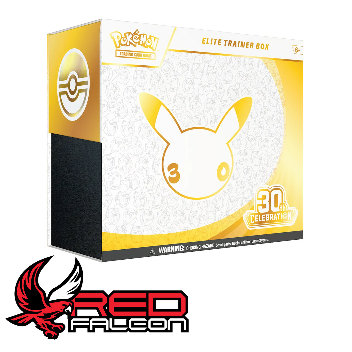 The front view of the official factory-sealed Pokémon TCG 30th Anniversary Elite Trainer Box.