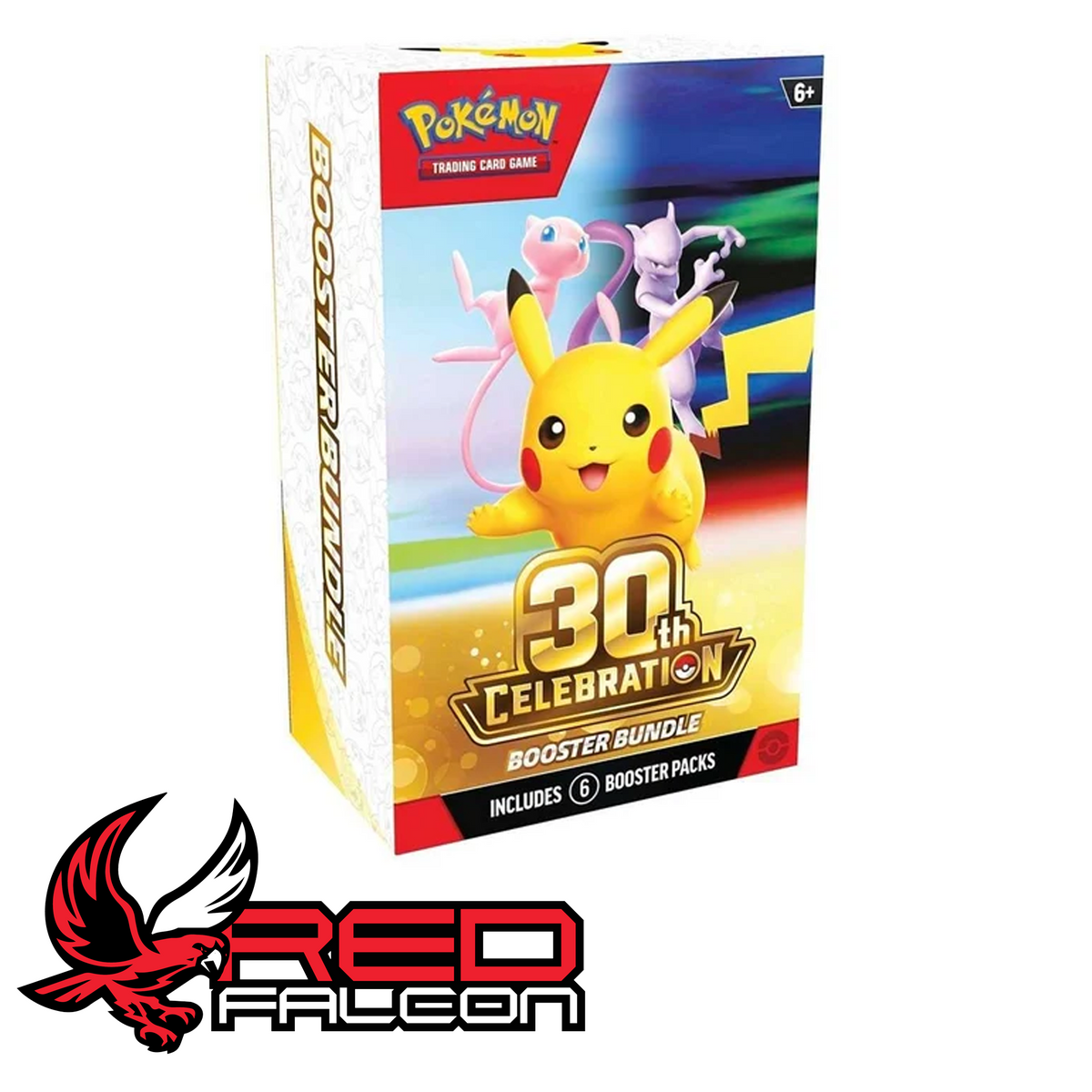 The front view of the factory-sealed Pokémon TCG 30th Celebration Booster Bundle box.