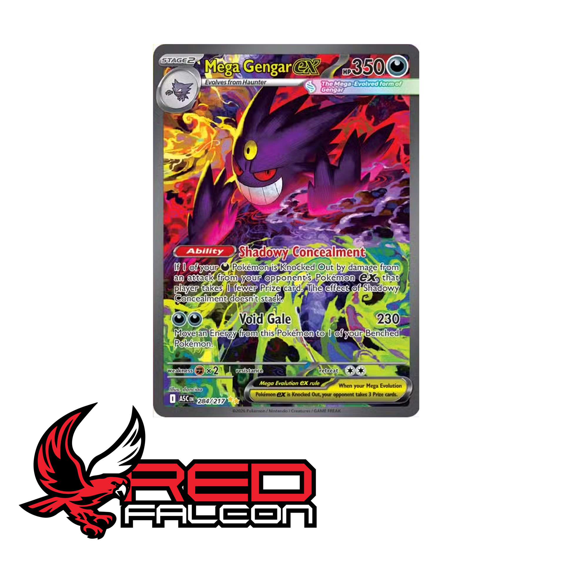 The rare alternative art Mega Gengar ex card featuring a stunning full-bleed illustration from Ascended Heroes.