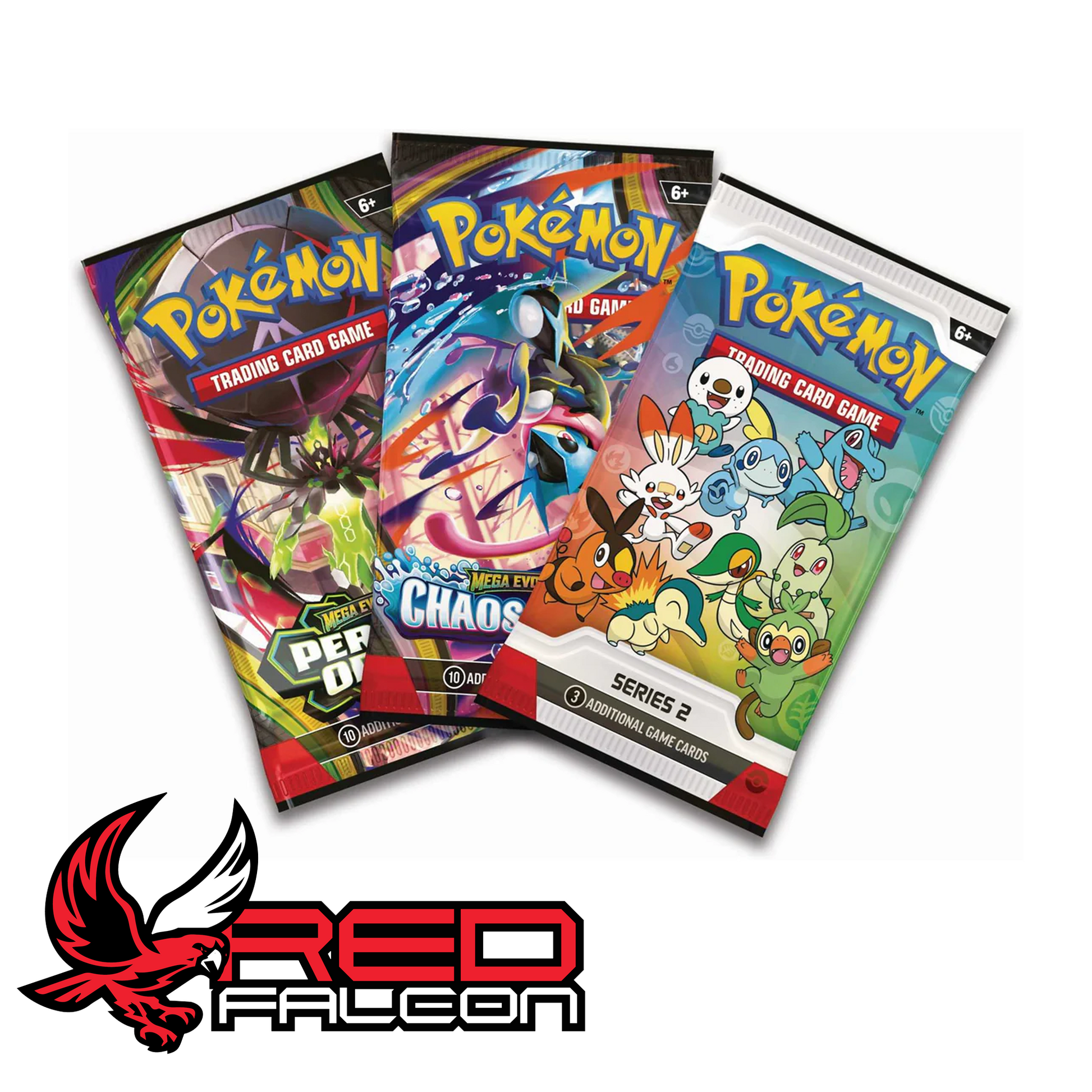 A neat arrangement displaying the two official Pokémon TCG booster packs alongside the specialized illustration promo card pack included inside the box.