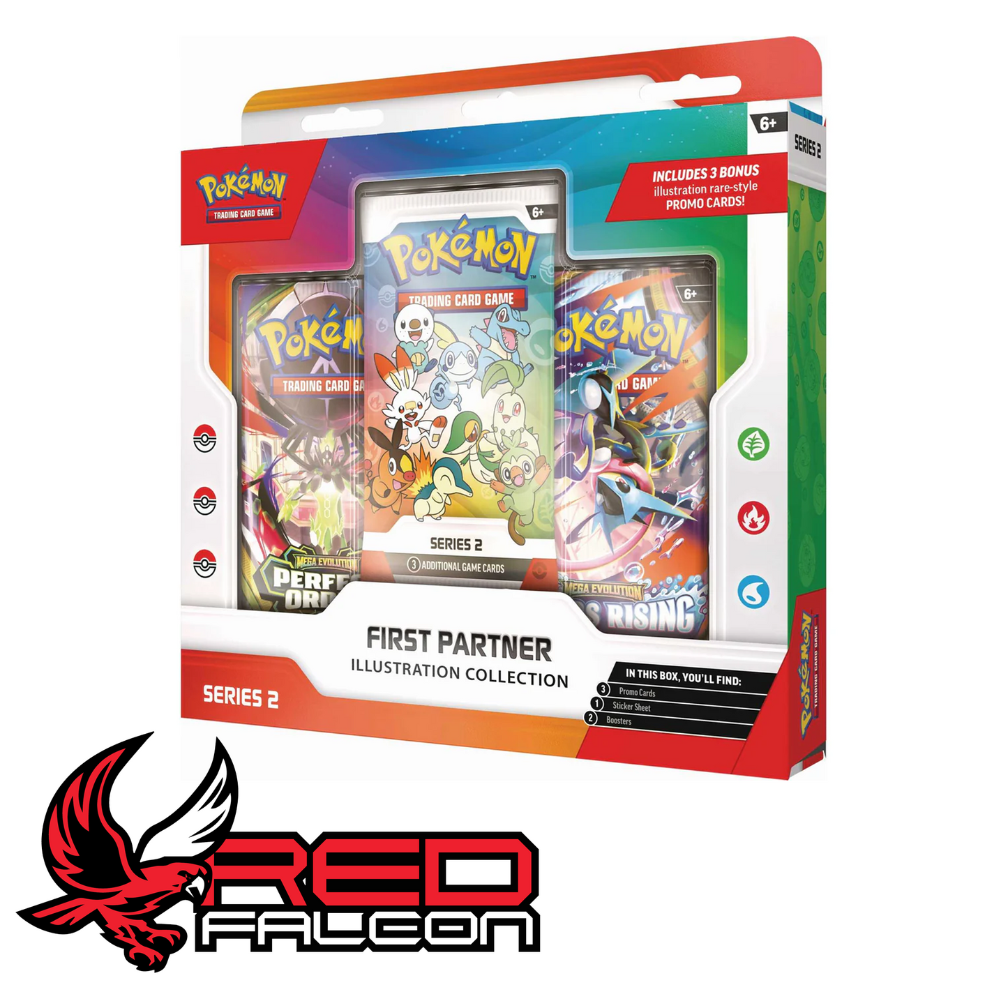 A three-quarter studio shot of the First Partner Illustration Collection Series 2 box angled slightly to the left, showing its depth and side panel design.